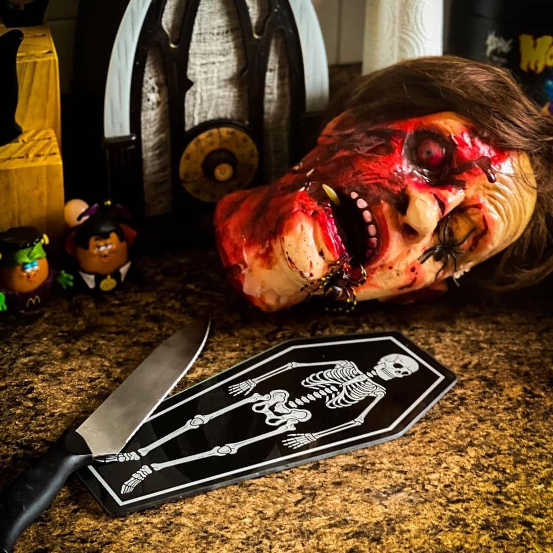 Sourpuss Skeleton Coffin Mini Kitchen Board at SugarSkulls Australia