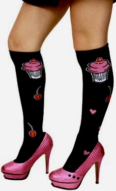 Sourpuss Cupcake Cherry Socks at SugarSkulls