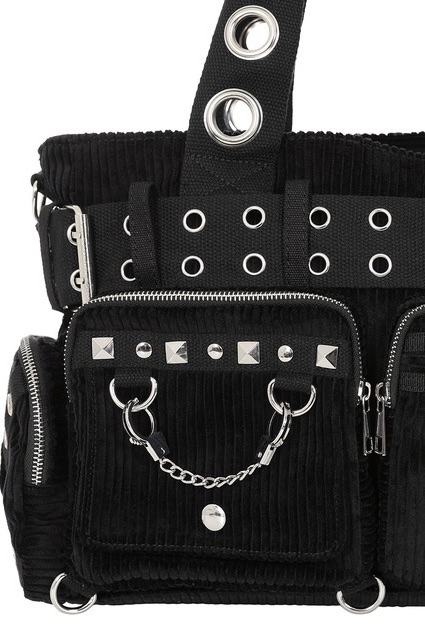 Banned Apparel Punk Zipped Handbag Corduroy at SugarSkulls