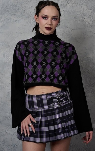 Banned Skull Argyle Jumper at SugarSkulls Australia