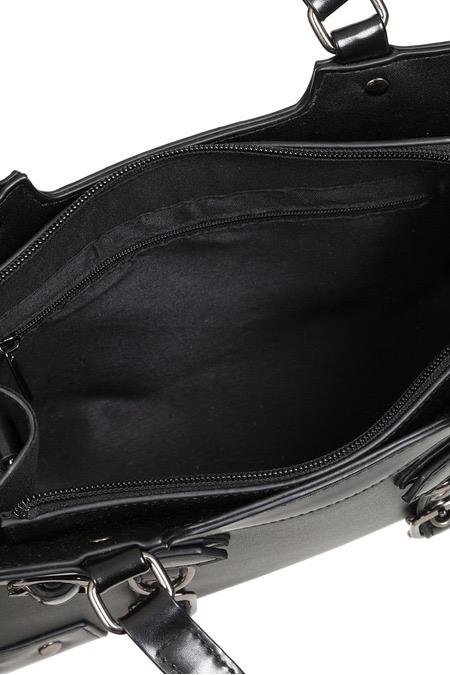 Banned Apparel Black Ledger Satchel Bag at SugarSkulls