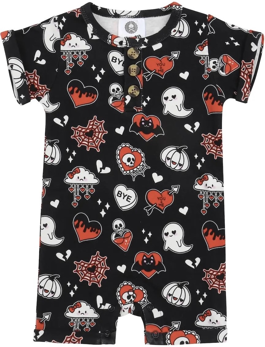 Metallimonsters Heart & Cobweb Romper at SugarSkulls